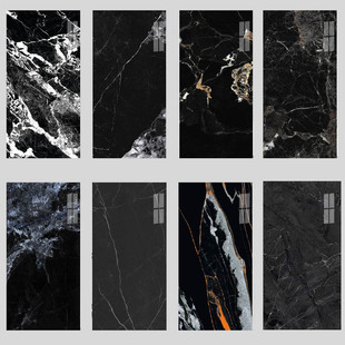 广东佛山通体瓷砖600x1200黑色艺术亮光750x1500墙面奢石地砖防滑