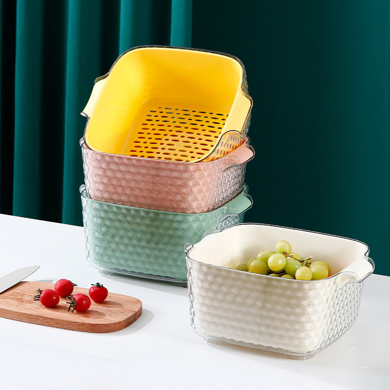 沥水篮加厚双层厨房水果篮洗菜篮滤水菜篮子家用淘米滴水篮洗菜盆,餐饮具,洗菜盆/沥水篮/漏水筛,淘宝优惠券,粉丝福利购,淘宝优惠卷