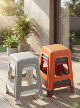 （10个装）加厚软包塑料客厅凳子家用餐椅轻奢高级高可叠放餐桌凳