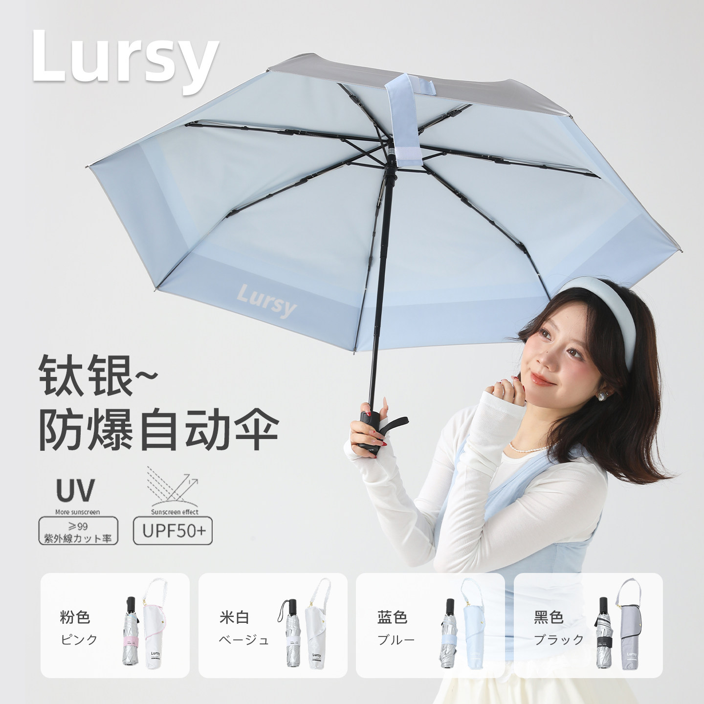Lursy防晒伞钛银涂层遮阳伞伞