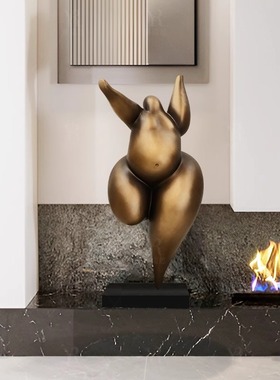 现代简约抽象胖妞人物雕塑摆件家居客厅玄关创意人形艺术软装饰品