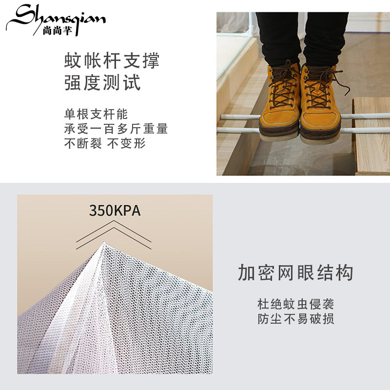 精选尚尚芊蚊欧式帐渐变导轨双滑轮挂钩蚊帐加厚加密家用卧室落地