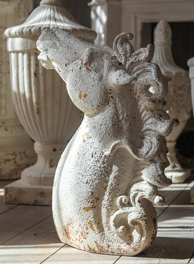 现代装饰摆件玄关落地创意复古雕刻简约工艺壁炉婚纱摄影拍摄道具