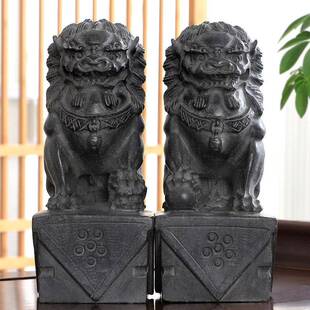 石狮子一对小号摆件大门口门口看门迷你镇宅原石青石石头