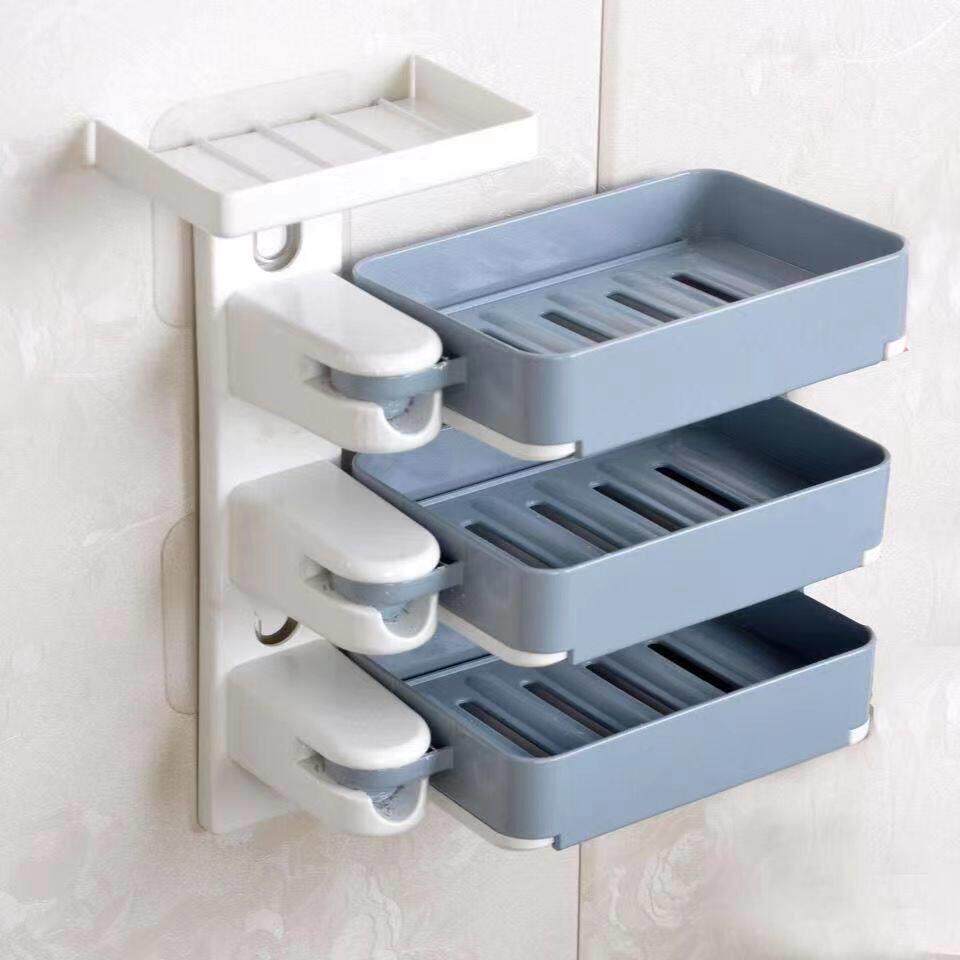 免打孔壁挂式肥皂盒卫生间旋转沥水香皂盒强力免钉贴肥皂盒置物架