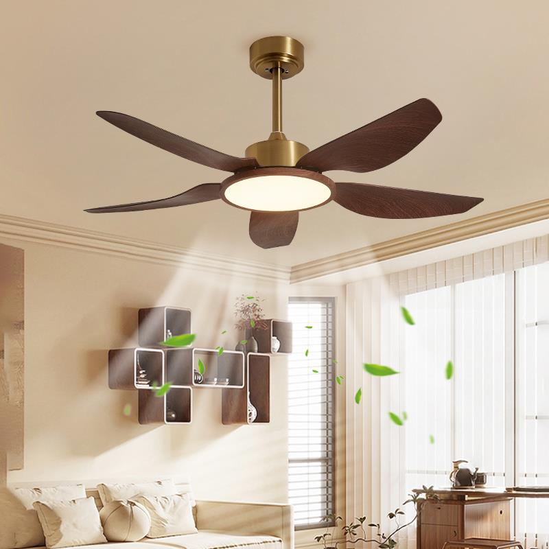 餐饮店专用吊扇灯新中式实木吊扇灯中古风客厅现代饭厅电风扇吊灯