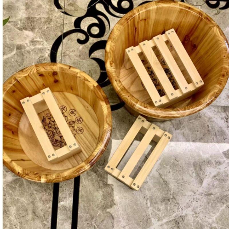 木质脚踏足浴盆熏蒸凳松木花架矮板凳足浴桶架脚凳泡脚木桶搁脚凳