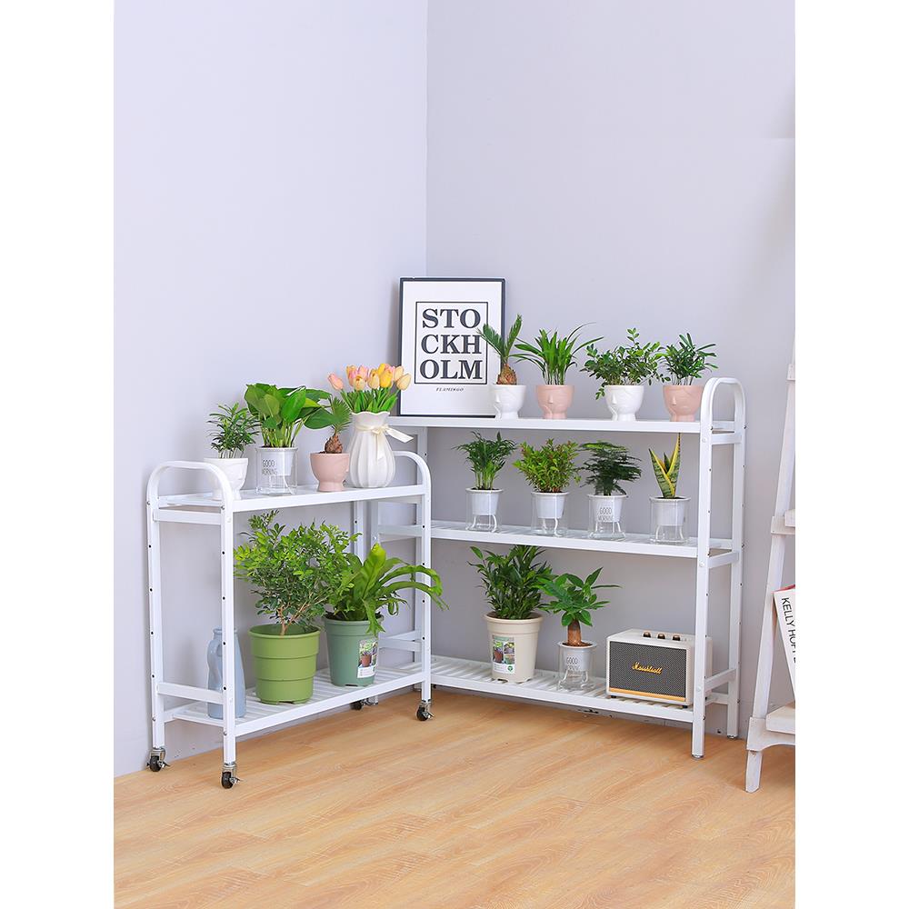 不锈钢花架置物架阳台花架子客厅落地式带轮可移动多层多肉花盆架