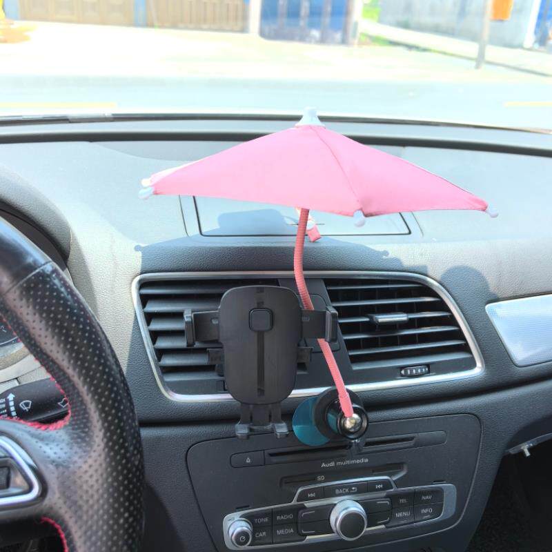 车载磁吸手机伞支架遮阳伞手机导航架防反光小雨伞防晒防发烫迷你