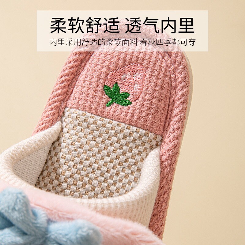 儿童亚麻拖鞋女童2025新款春秋季小女孩宝宝棉麻布拖鞋家用中大童