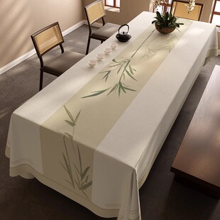 新中式桌布中国风禅意长方形高级感古风书法茶几防水高级餐桌布艺