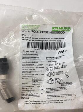 议价MURR穆尔4孔M8接插件连接器7000-08381-0000000