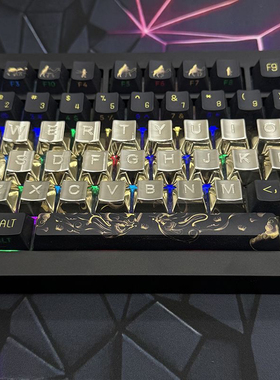 纯铜原厂OEM高度键帽机械键盘26字母抛光做旧十字轴金属健帽方形