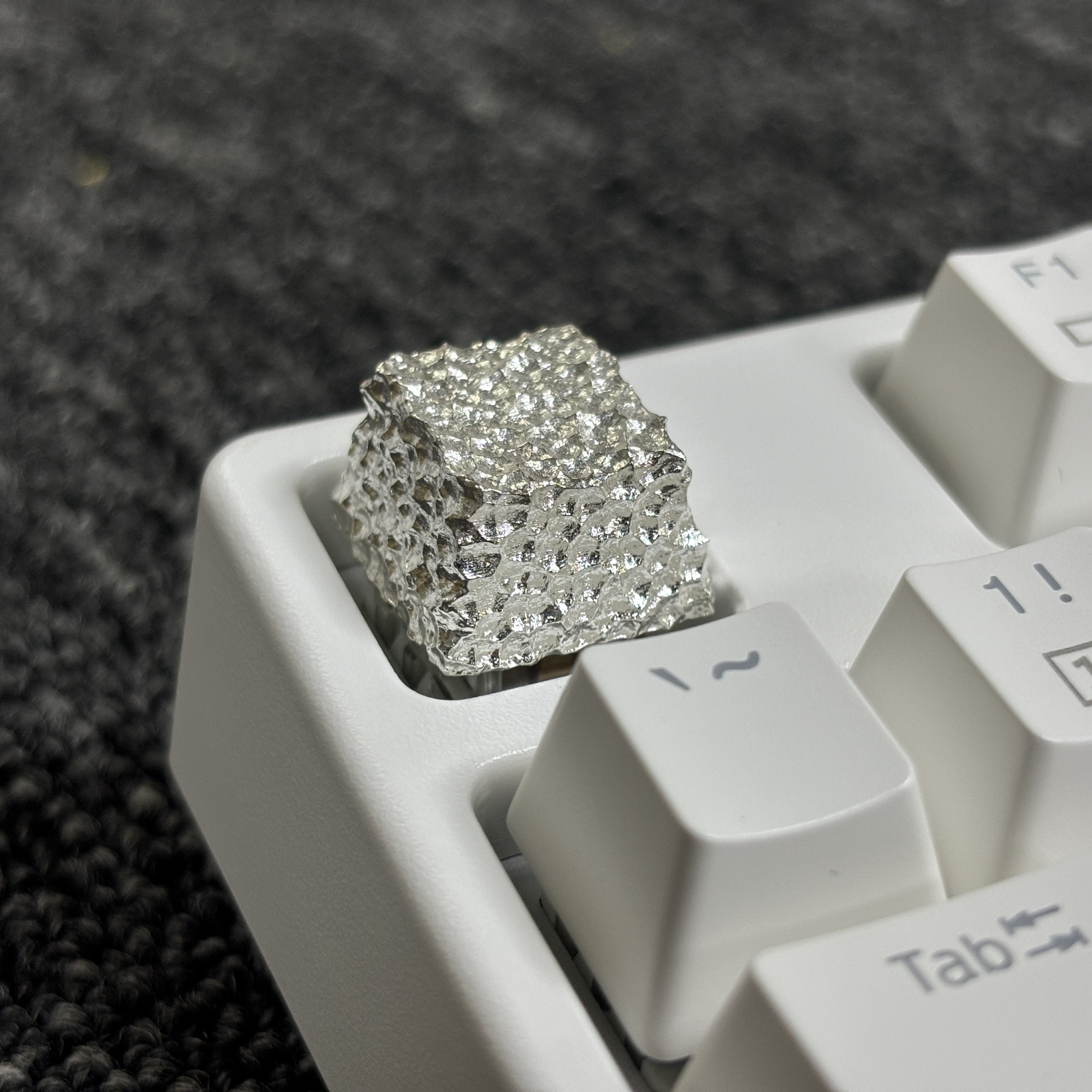 icek原创925纯银锤纹键帽金属小众设计十字轴机械键盘（可镀金