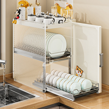 不锈钢防尘厨房置物架碗碟碗盘沥水架多功能放碗架碗筷收纳盒碗柜