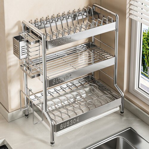 厨房碗碟收纳架304不锈钢沥水架