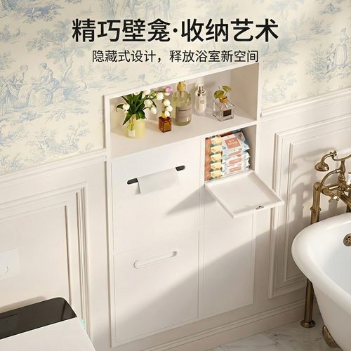 马桶壁龛卫生间嵌入式垃圾桶置物架双层金属