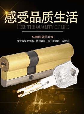精选万嘉WANJIA防盗门锁芯 防盗加钢条防防撬防打断叶片B级锁芯