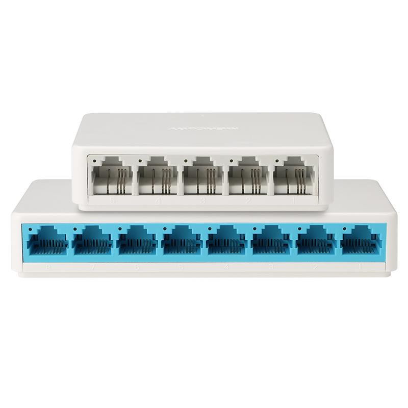 5口交换机普通8口塑壳百兆家用网络监控摄像头安防工程宿舍集线器