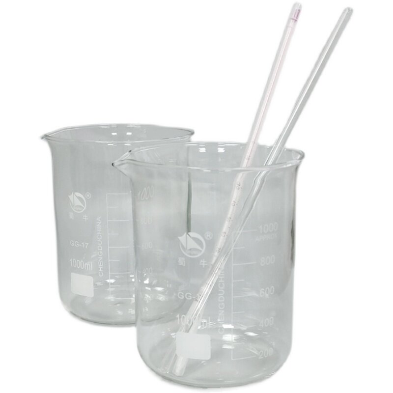烧杯1000ml*2+玻璃棒q7*300mm+洗瓶250ml+三角瓶250ml+红水温度计