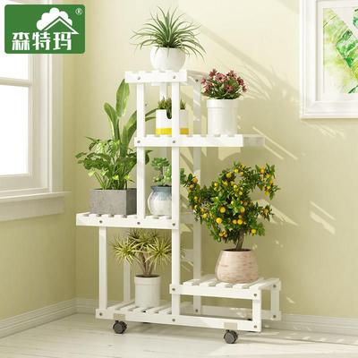 欧式白色花架子室内客厅落地式阳台置物架实木植物花盆栽托架家用