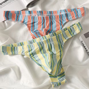 gay单丁裤 男士 低腰透气U凸无痕运动时尚 条纹丁字裤 性感纯棉内裤
