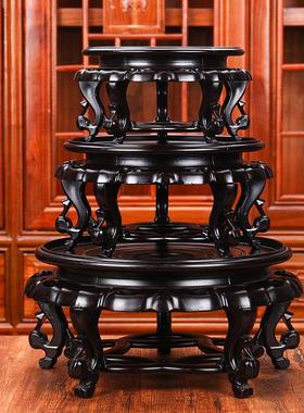 家居饰品泡酒瓶专用底座花瓶鱼缸雕刻工艺品摆饰托盘花盆景观架子