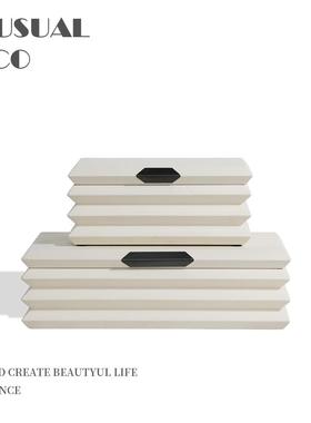 现代轻奢简约白色木质首饰盒样板间卧室衣帽间梳妆台软装饰品摆件