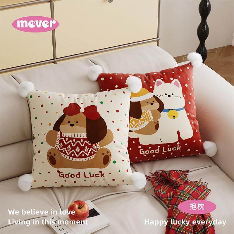 红色新年腊肠狗抱枕客厅沙发抱枕套靠枕床头靠垫长条形靠背不含芯