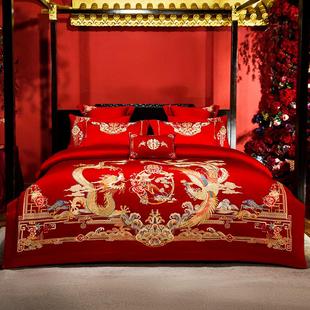 龙凤刺绣床上用品婚庆十件套 结婚四件套120支长绒棉奢华高级中式