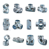 护栏底座紧固件 弯头三通6分 钢管框架连接件 25mm镀锌圆管