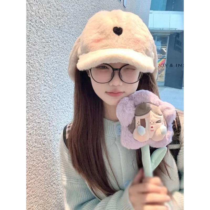 小兔耳朵毛绒帽子女秋冬季保暖