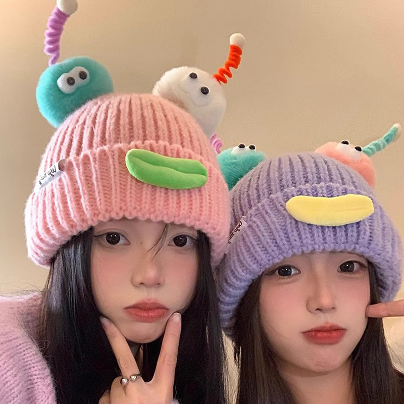 可爱搞怪针织帽子女秋冬季百搭保暖毛线帽2025新款大头围包头帽子,服饰配件/皮带/帽子/围巾,帽子,淘宝优惠券,粉丝福利购,淘宝优惠卷