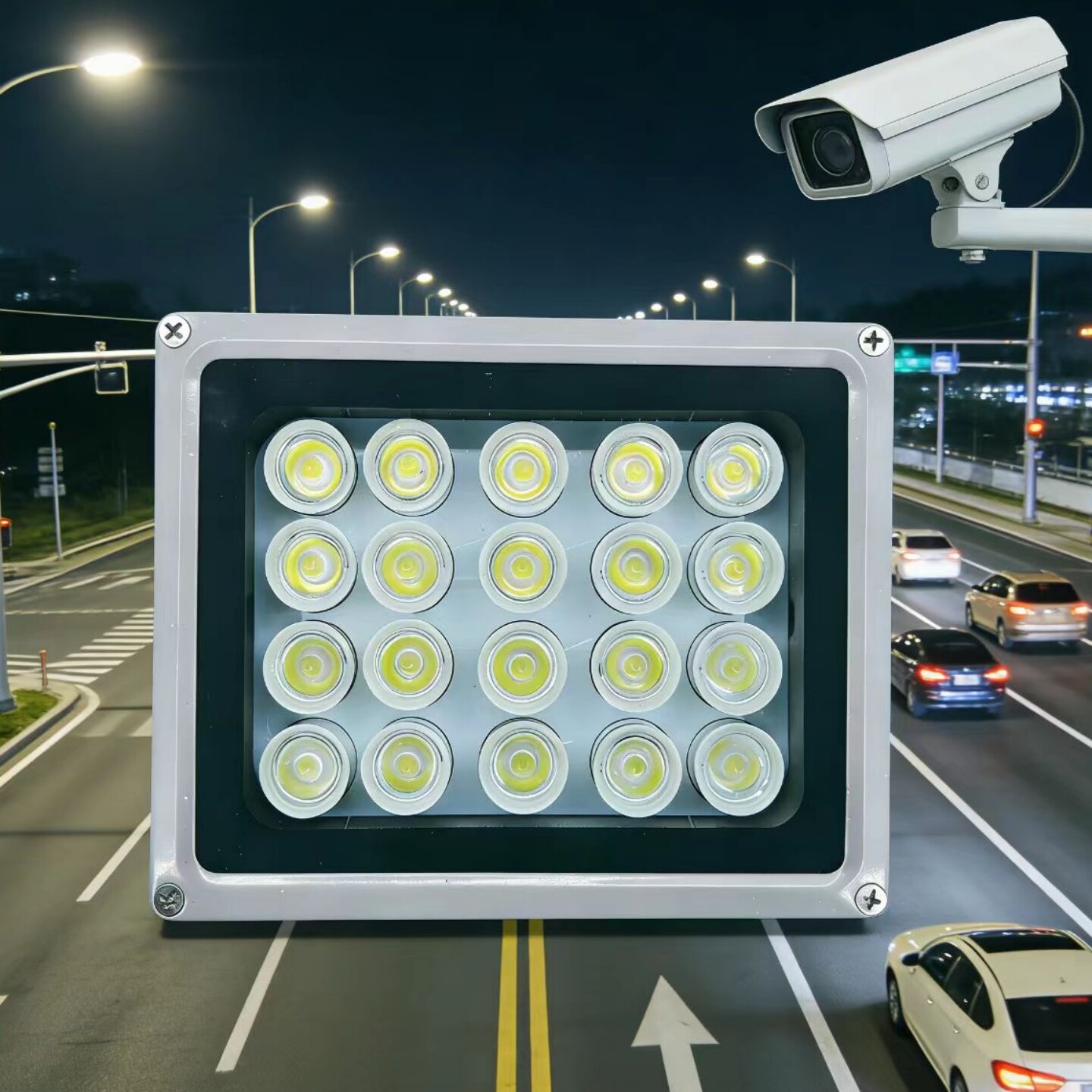 监控白光LED补光灯220V户外防水光控30W立柱道闸停车场照车牌光源