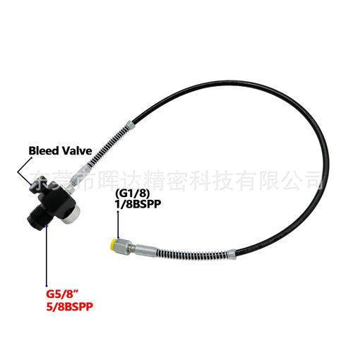 G5/8\'\'螺纹充气接头带1/8‘’BSPP DN3弹簧管压力表接潜水纤维