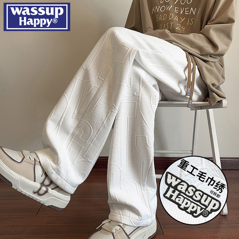 WASSUPHAPPY春秋直筒休闲裤子男