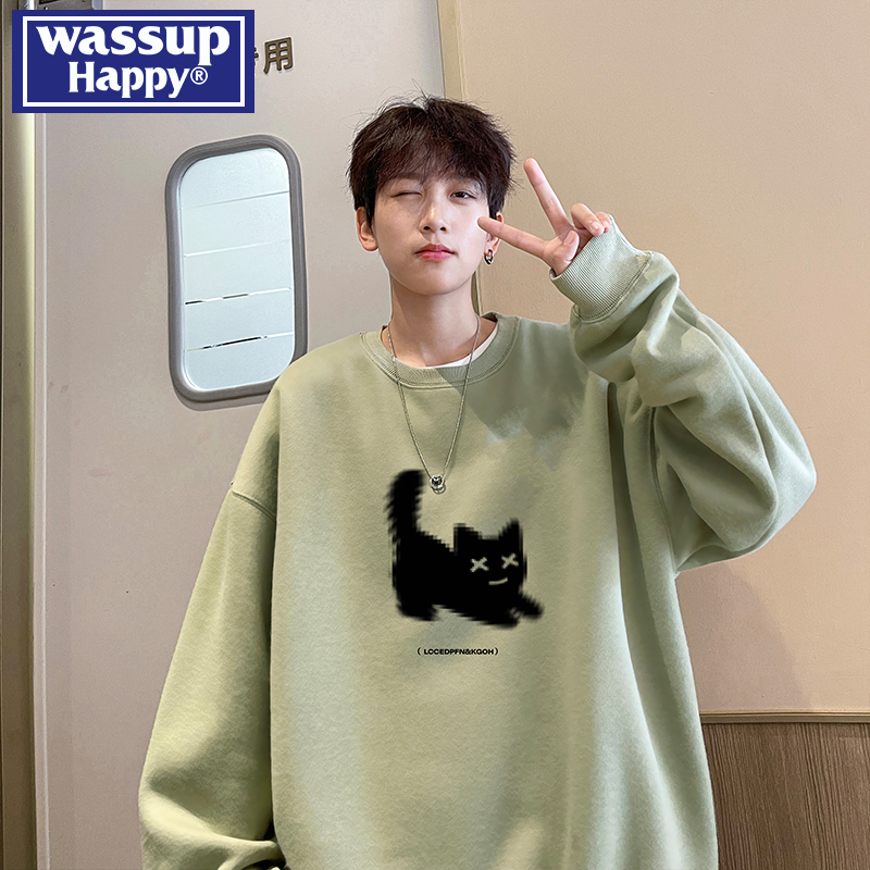 WASSUPHAPPY春秋季圆领卫衣男