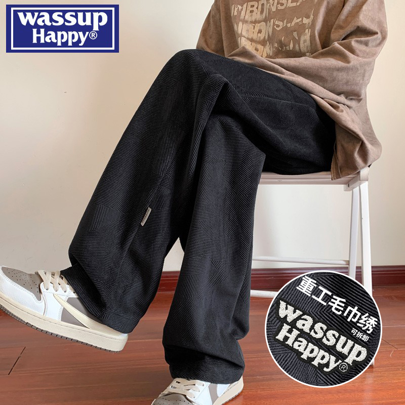 WASSUPHAPPY春秋休闲直筒裤子男