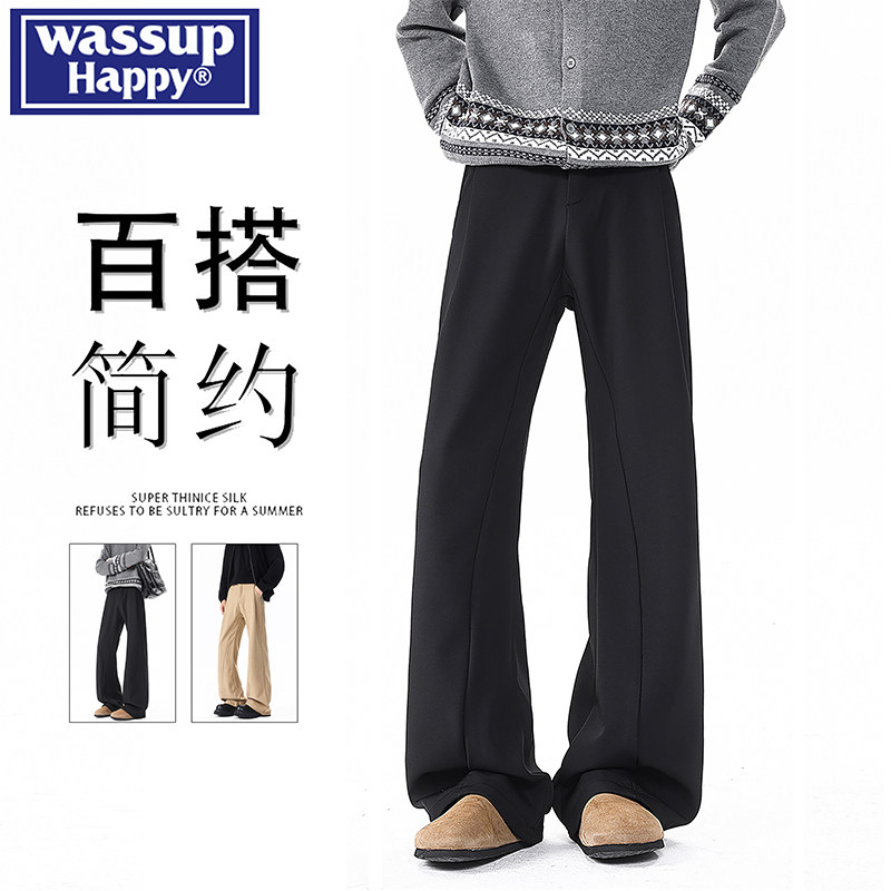 wassup happy加绒加厚微喇休闲西裤男秋冬季新款垂感阔腿保暖裤子,男装,休闲裤,淘宝优惠券,粉丝福利购,淘宝优惠卷