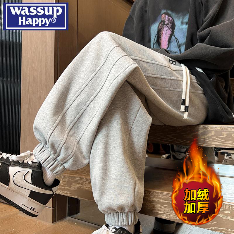 WASSUPHAPPY秋冬直筒休闲卫裤男