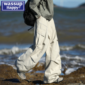 happy大口袋工装 新款 子裤 wassup 男士 春秋季 纯棉宽松直筒伞兵长裤