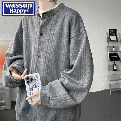 WASSUPHAPPY美式重磅开衫卫衣男