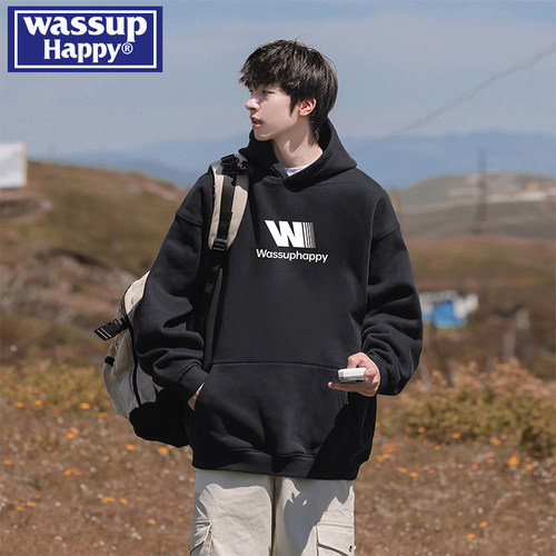 WASSUPHAPPY春秋季连帽卫衣男潮