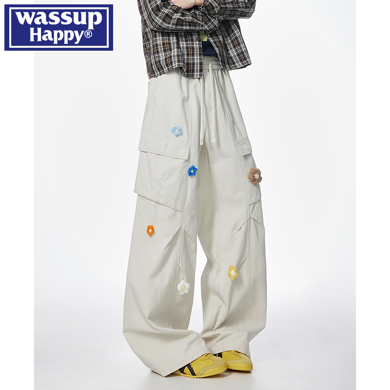 WASSUPHAPPY秋季直筒牛仔裤子男