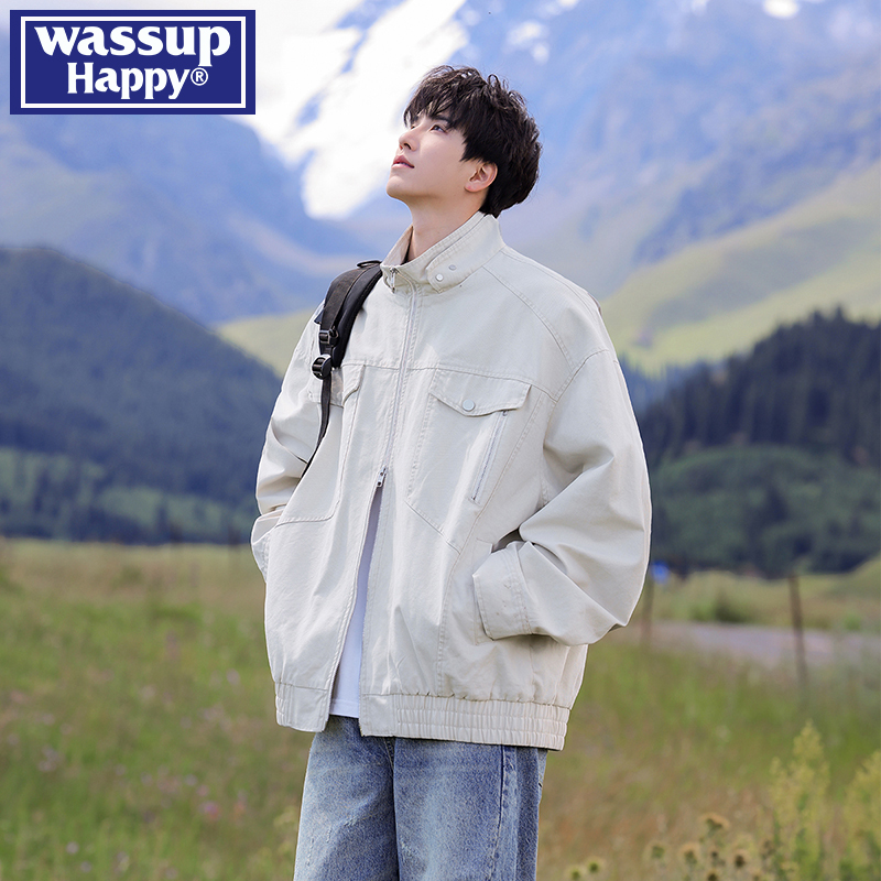 WASSUPHAPPY复古工装立领夹克男