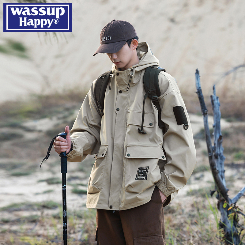 WASSUPHAPPY春秋连帽夹克外套男