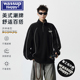 wassup 宽松加绒套头上衣 秋冬季 happy美式 复古半拉链立领卫衣男士