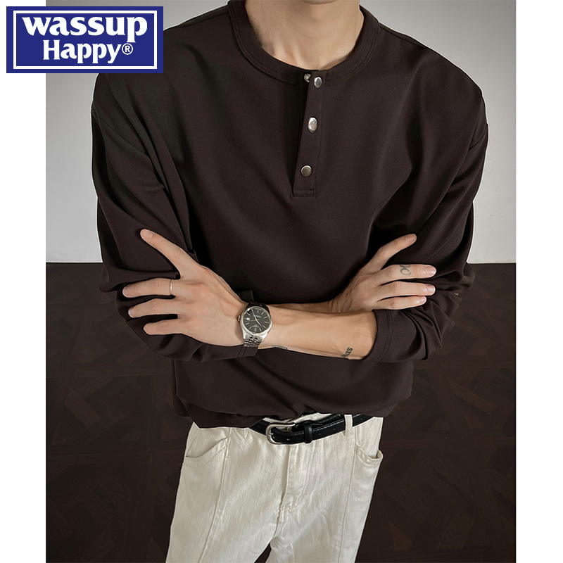 WASSUPHAPPY亨利领长袖打底衫男