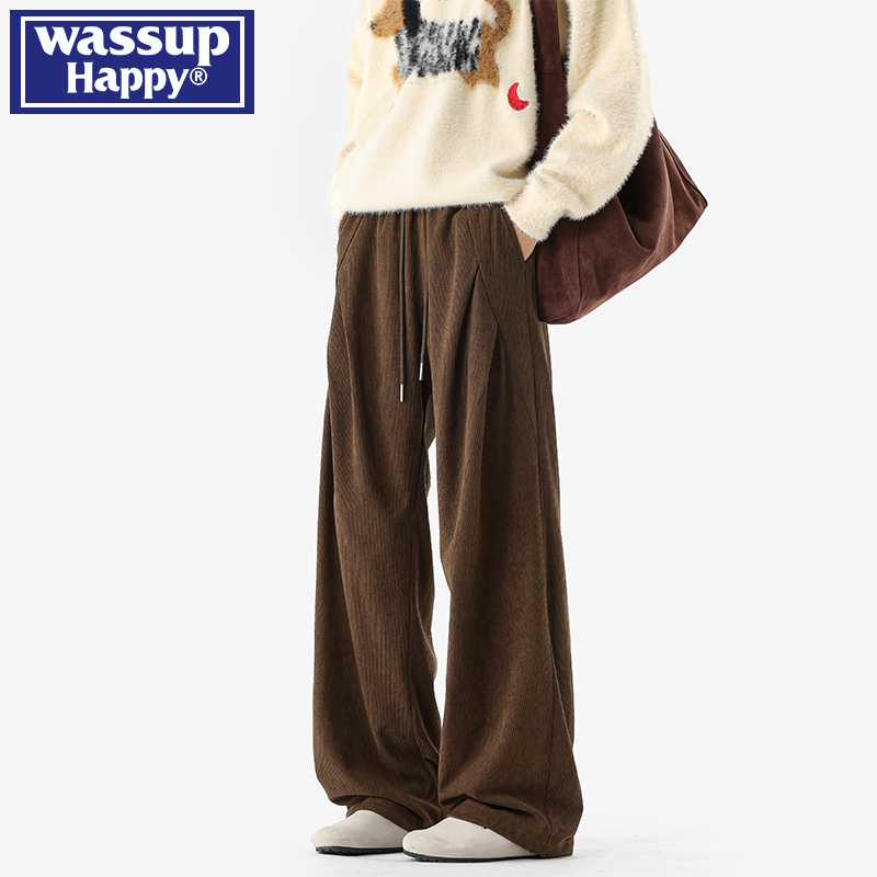 WASSUPHAPPY秋冬直筒休闲裤子男