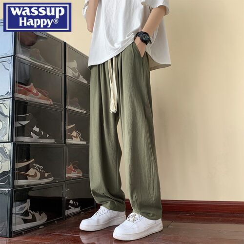 WASSUPHAPPY美式直筒休闲裤子男